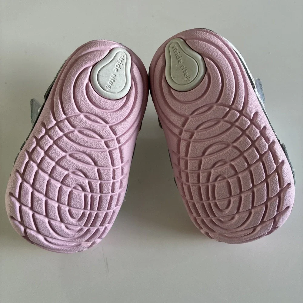 Stride Rite Shoes Soft Motion Baby Girls 3M Pink White Stars‎ Moon Clouds NWOT